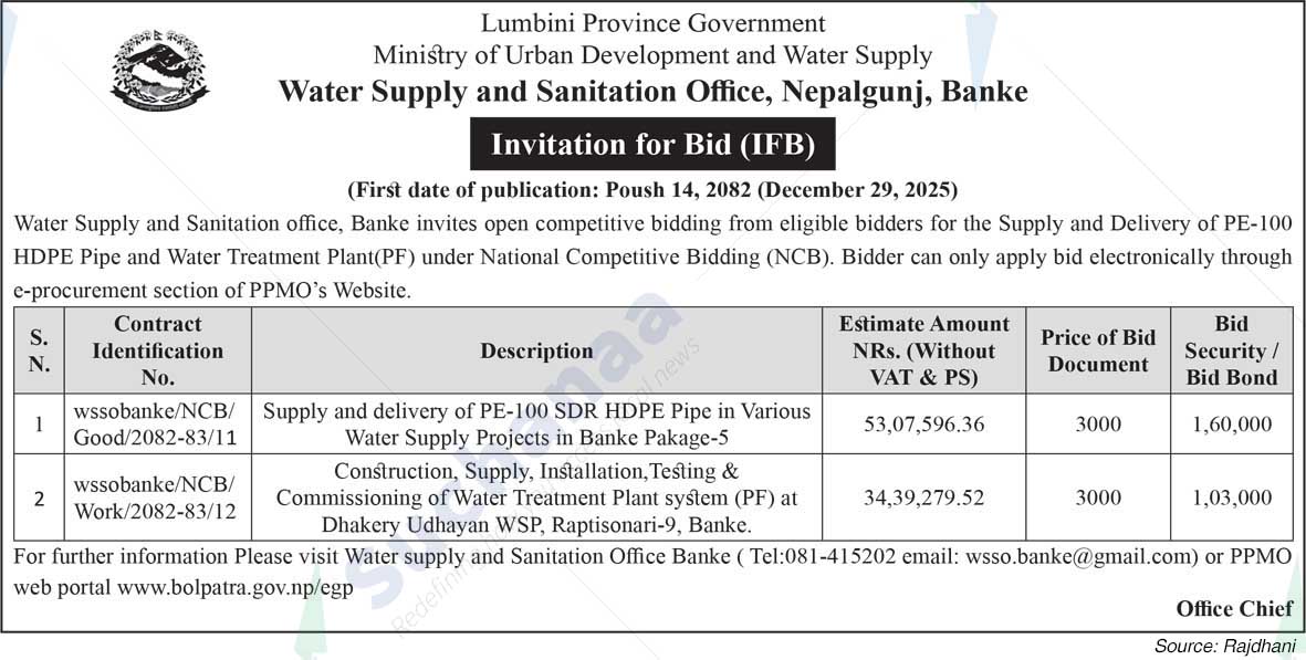 Water Supply and Sanitation Office, Nepalgunj, Banke