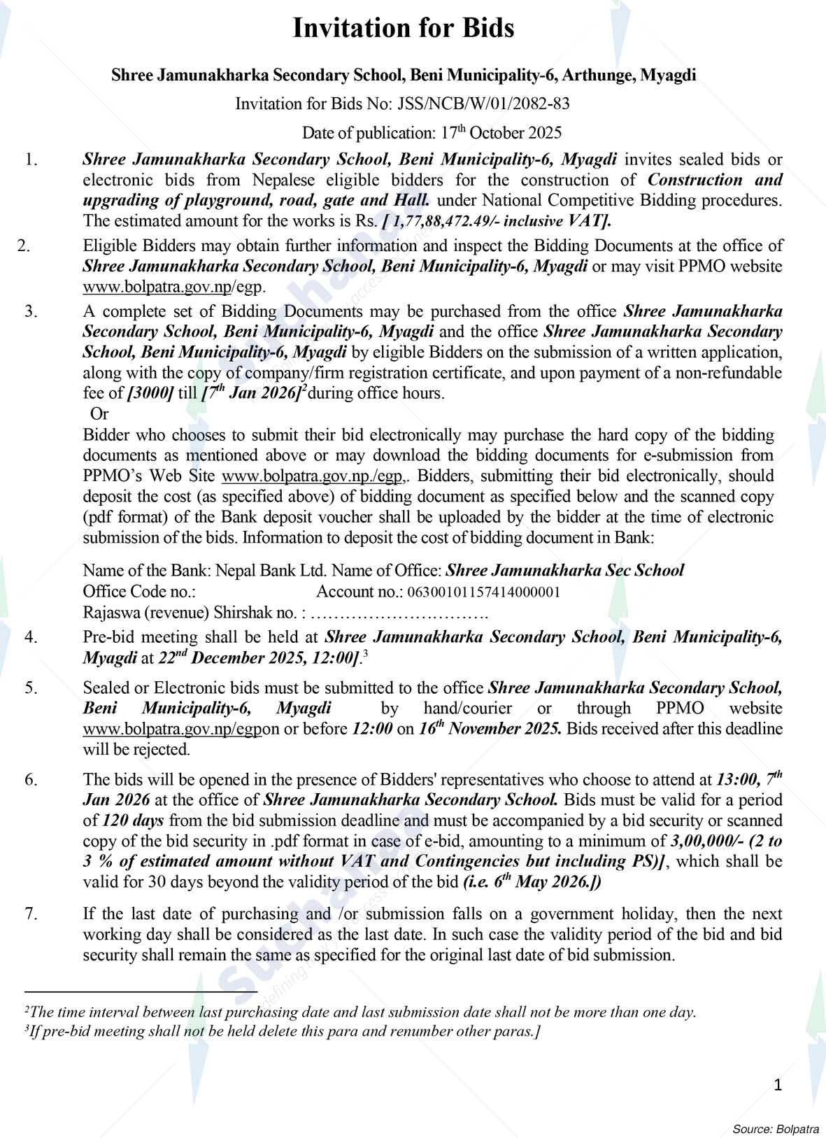 Jamunakharka Secondary School, Myagdi