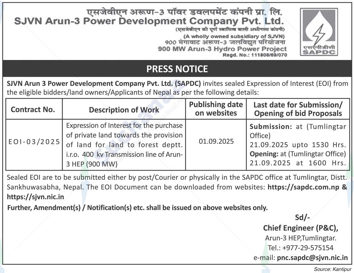 SJVN Arun-3 Power Development Company Pvt. Ltd.