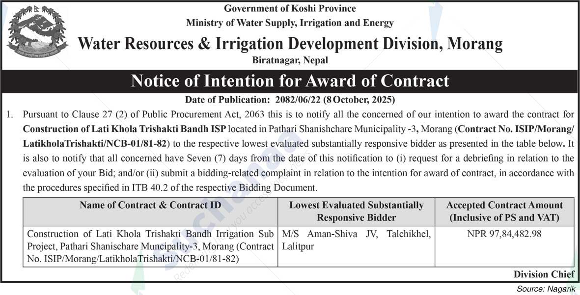Water Resources & Irrigation Development Division, Morang