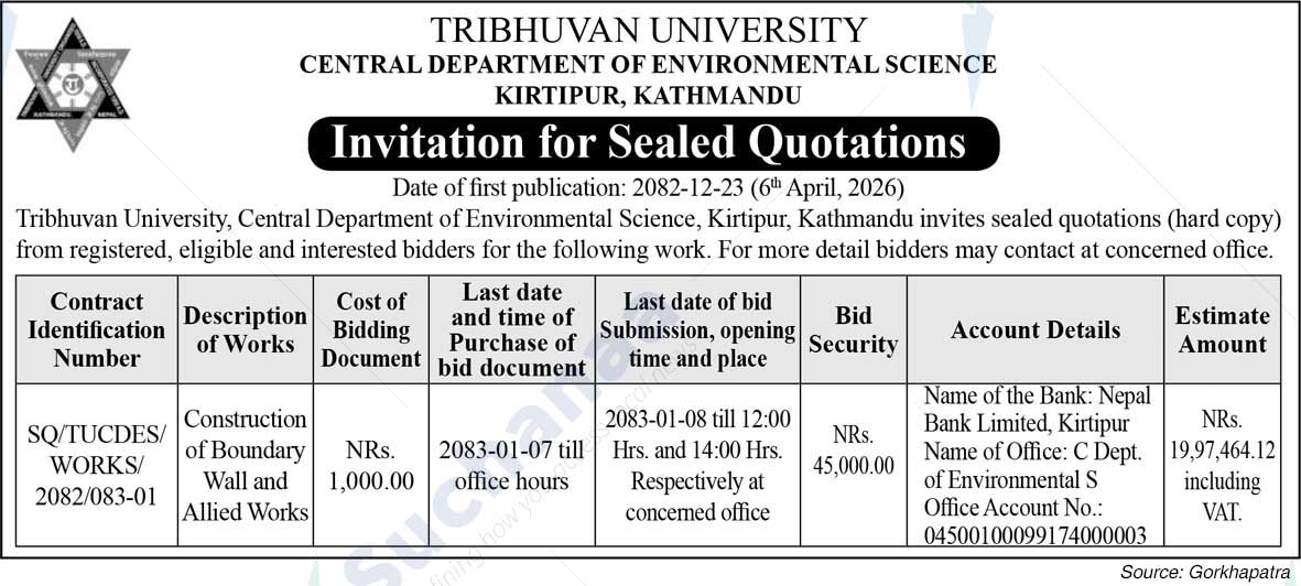 Central Department of Environmental Science, Kirtipur, Kathmandu