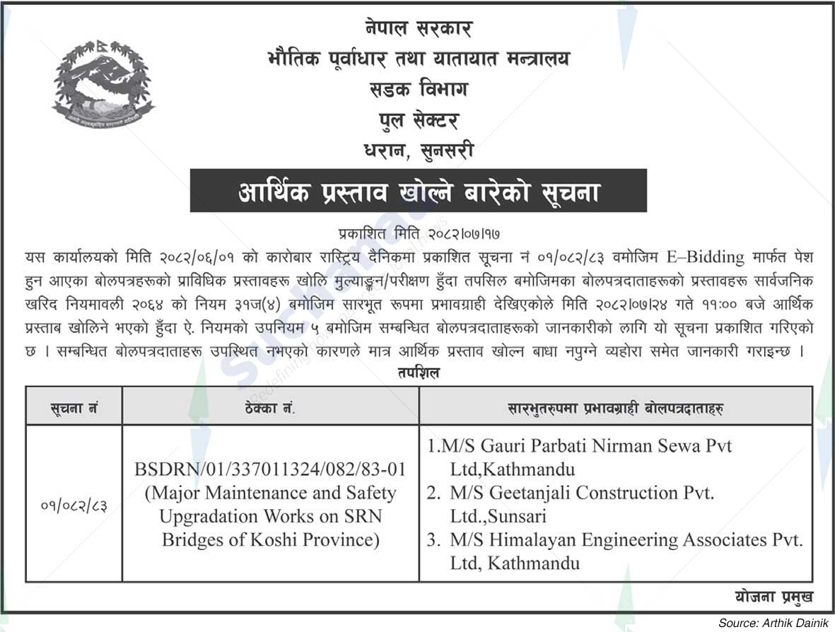 Bridge sector, Dharan, Sunsari