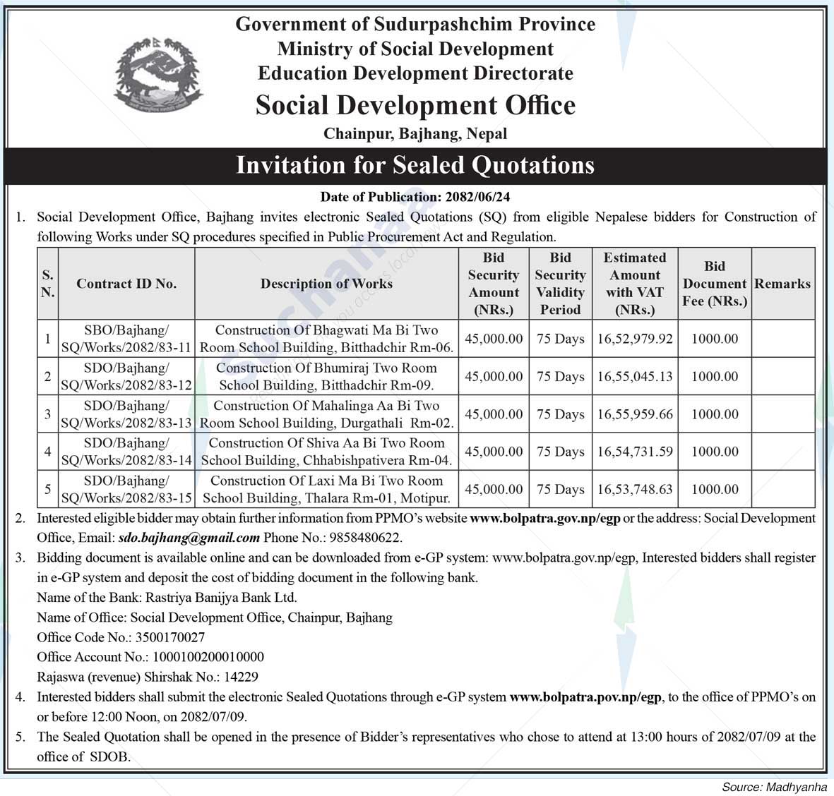 Social Development Office, Bajhang