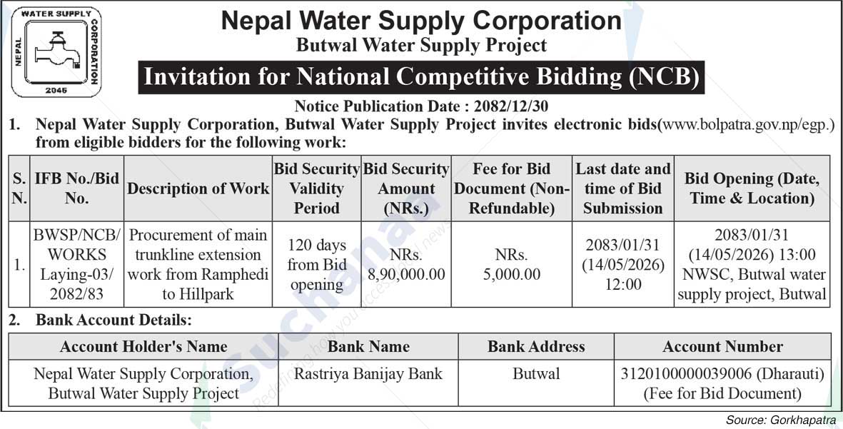 Nepal Water Supply Corporation, Butwal