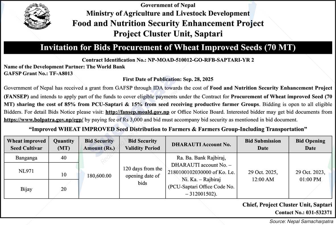 Project Cluster Unit, Saptari