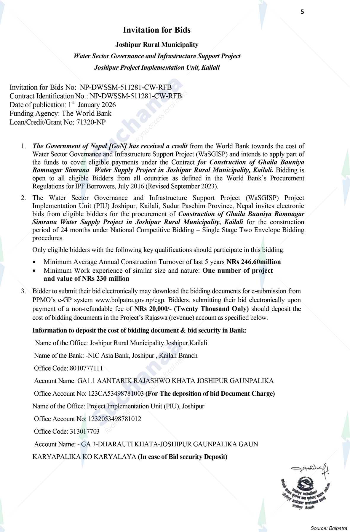 Joshipur Project Implementation Unit, Kailali