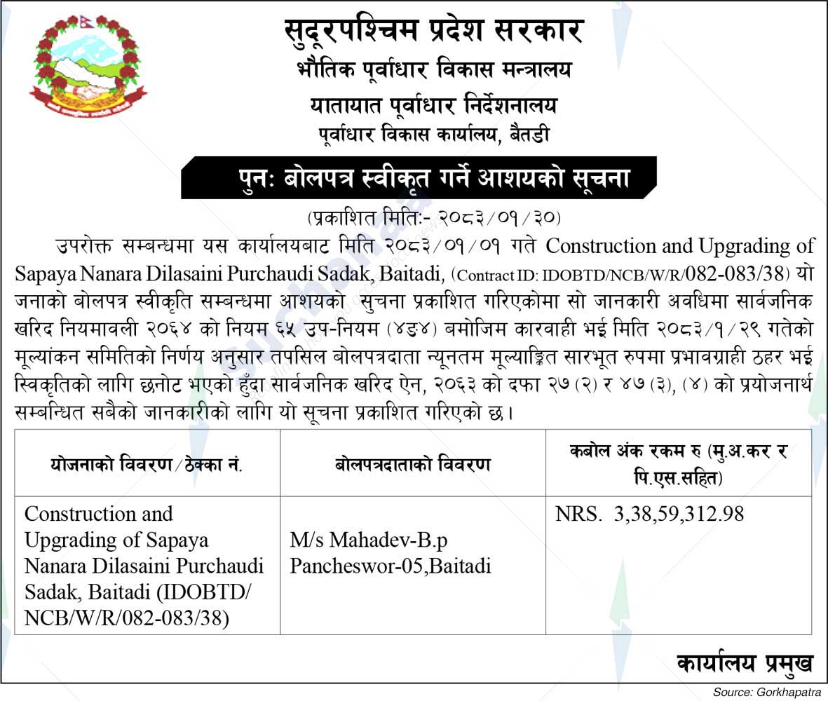 Infrastructure Development Office, Baitadi