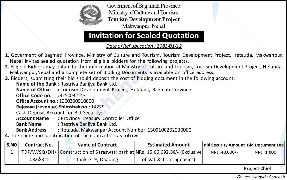 Tourism Development Project, Makwanpur