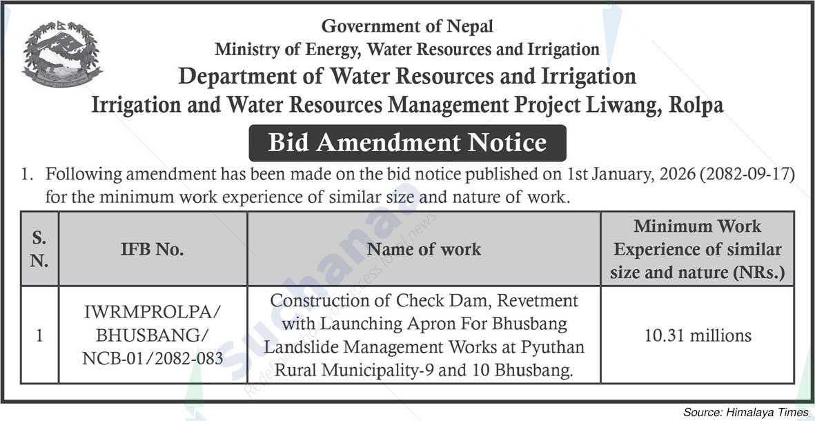 Irrigation and Water Resources Management Project Liwang, Rolpa