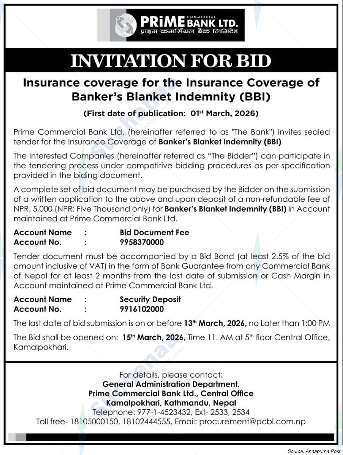 Prime Commercial Bank Limited