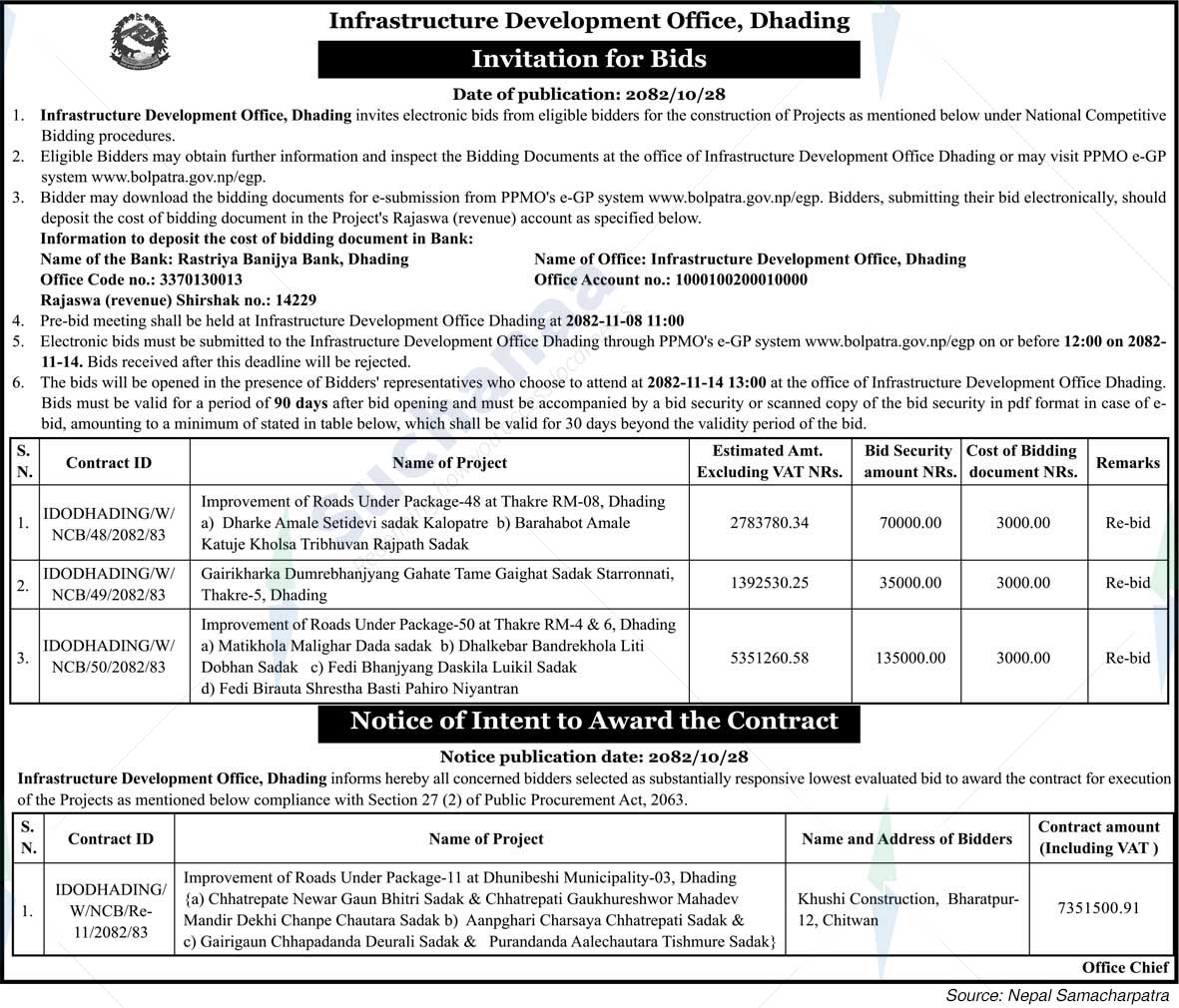 Infrastructure Development Office, Dhading