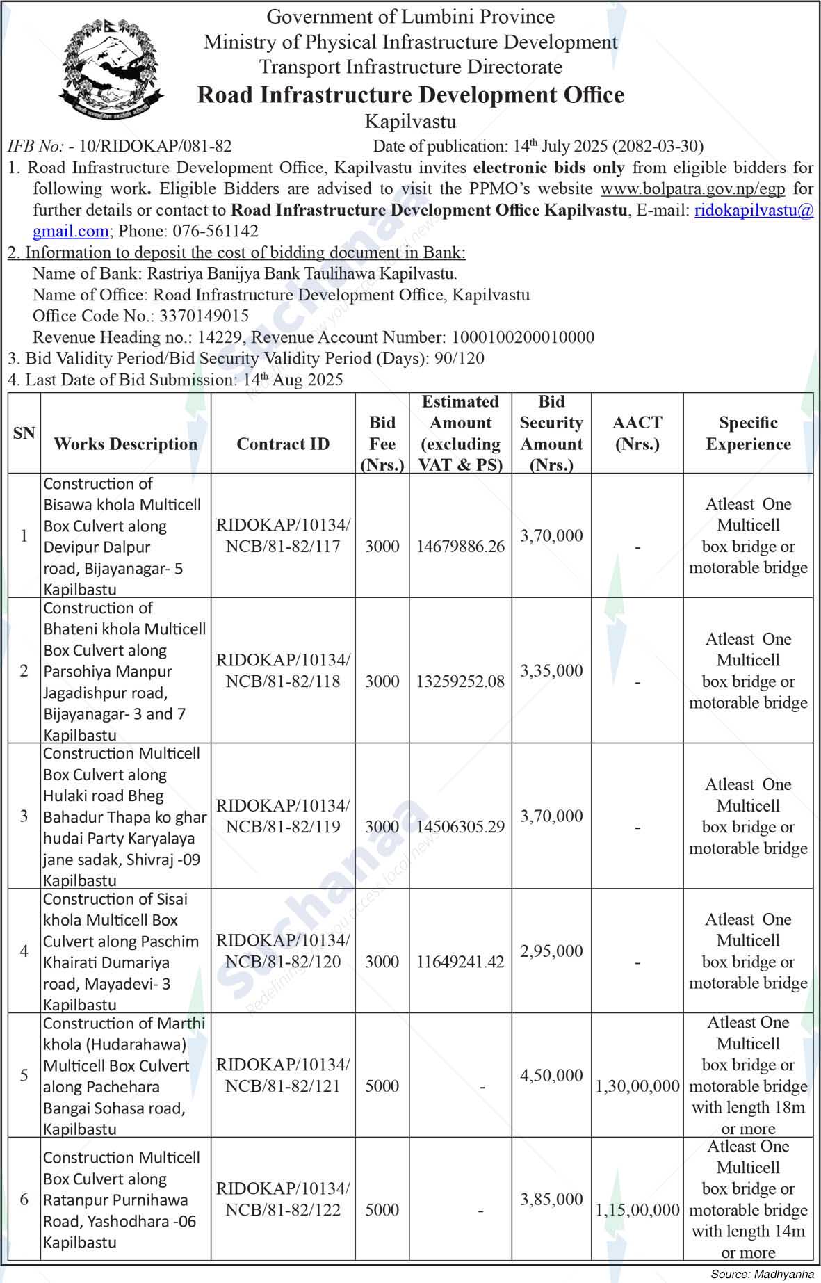 Road Infrastructure Development Office, Kapilvastu