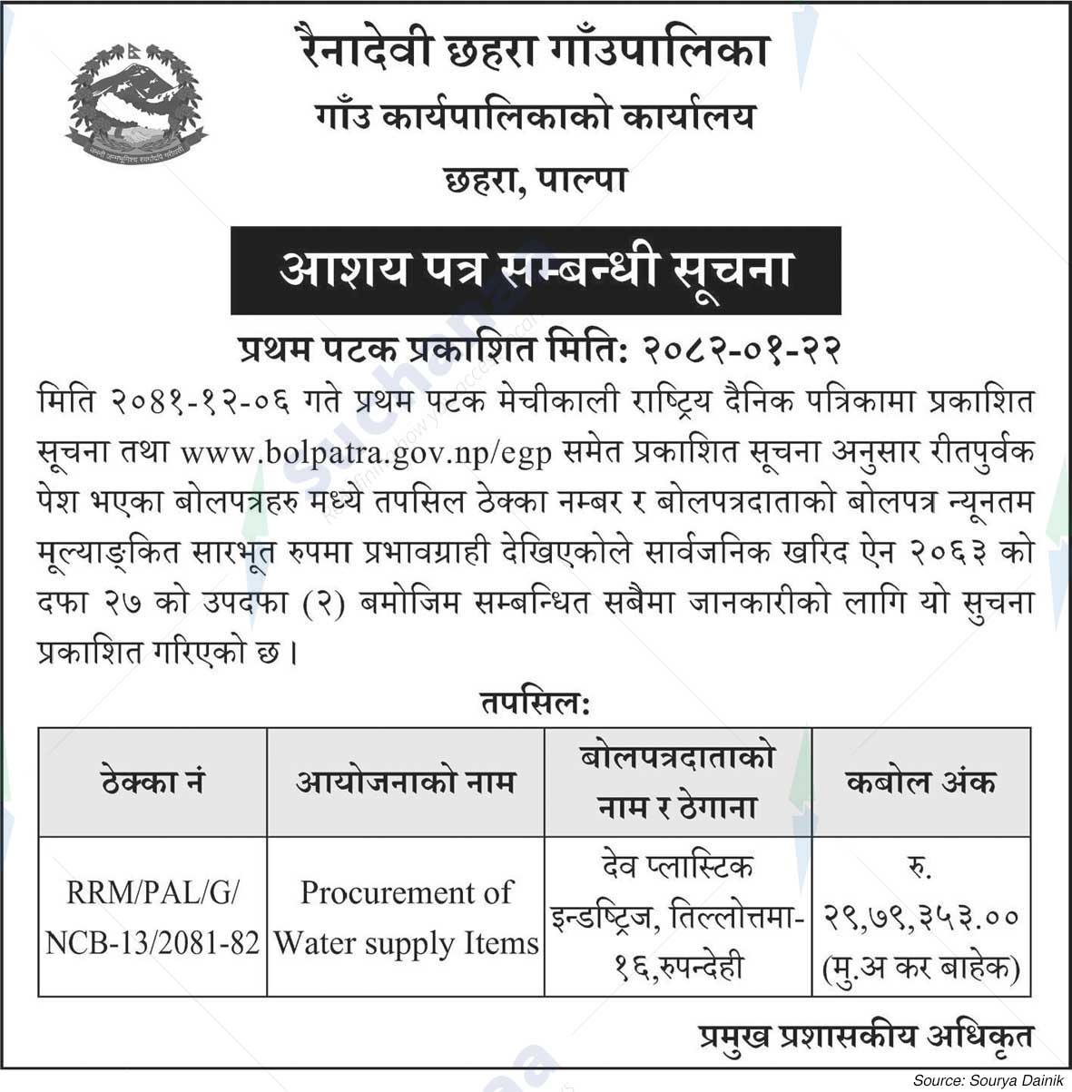 Rainadevi Chhahara Rural Municipality