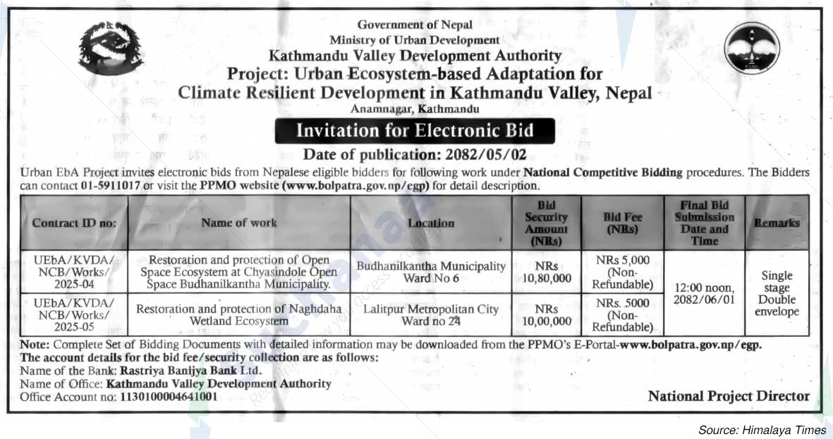 Urban Ecosystem-based Adaptation for Climate Resilient Development in Kathmandu Valley, Nepal
