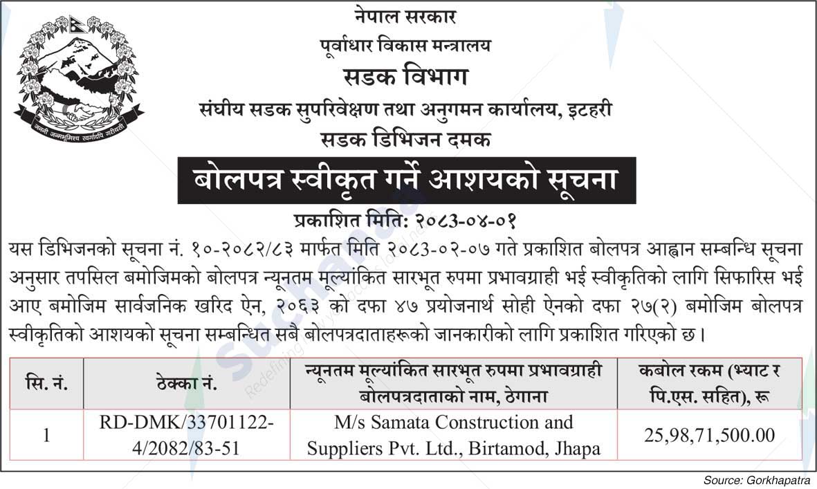 Road Division, Damak