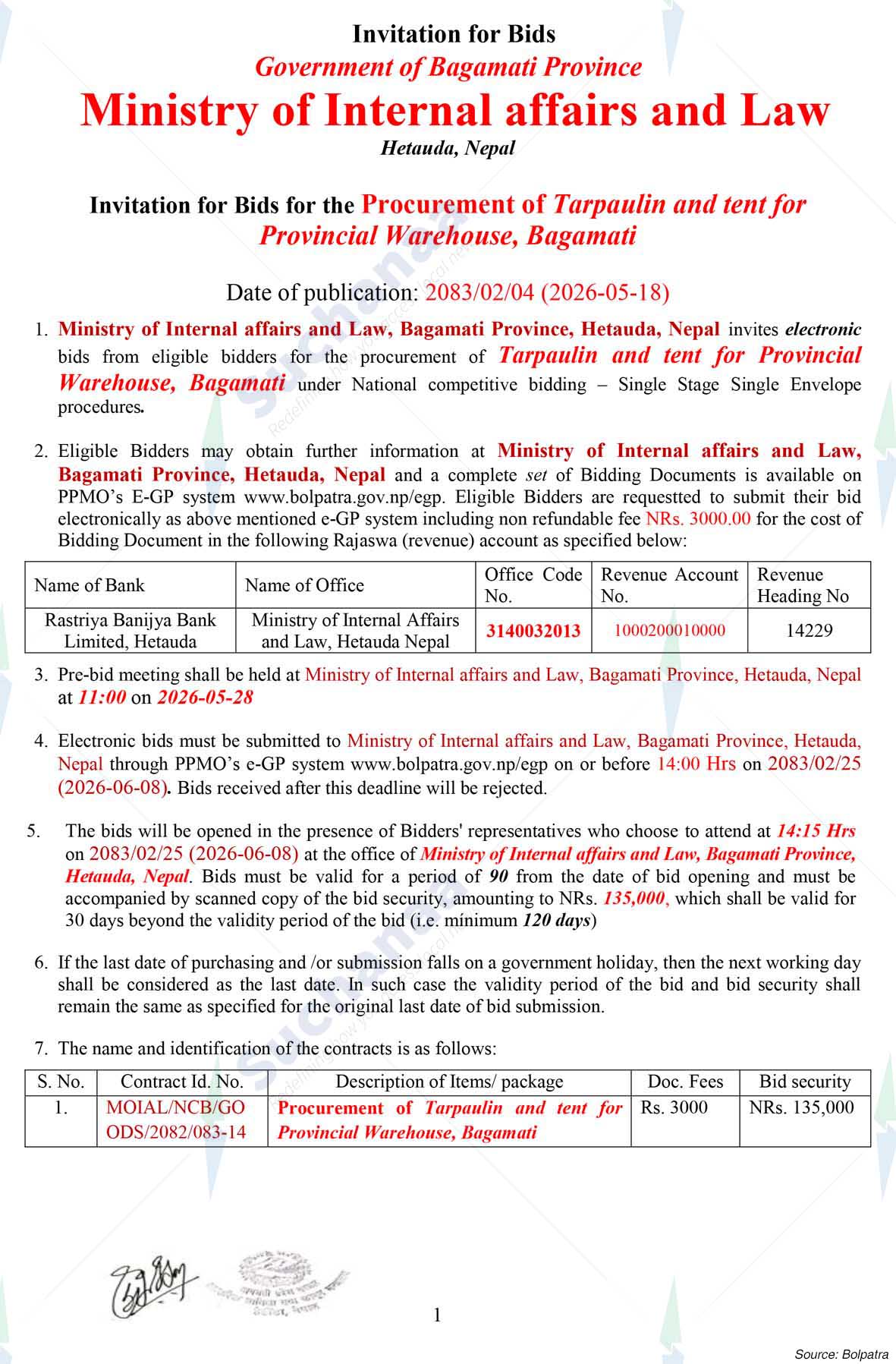 Ministry of Internal Affairs and Law, Bagmati