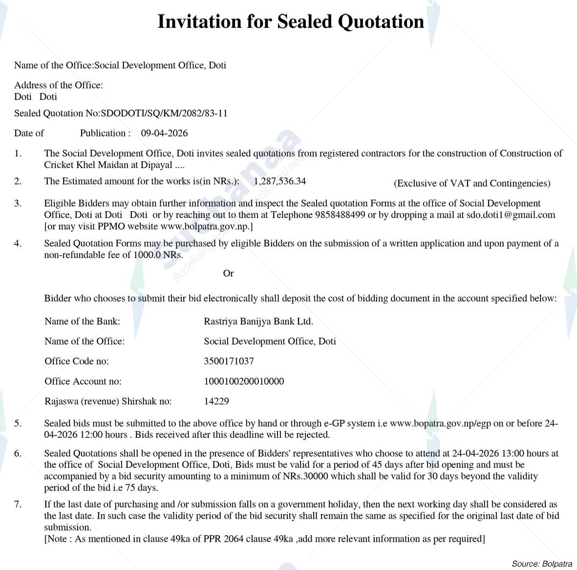 Social Development Office, Doti