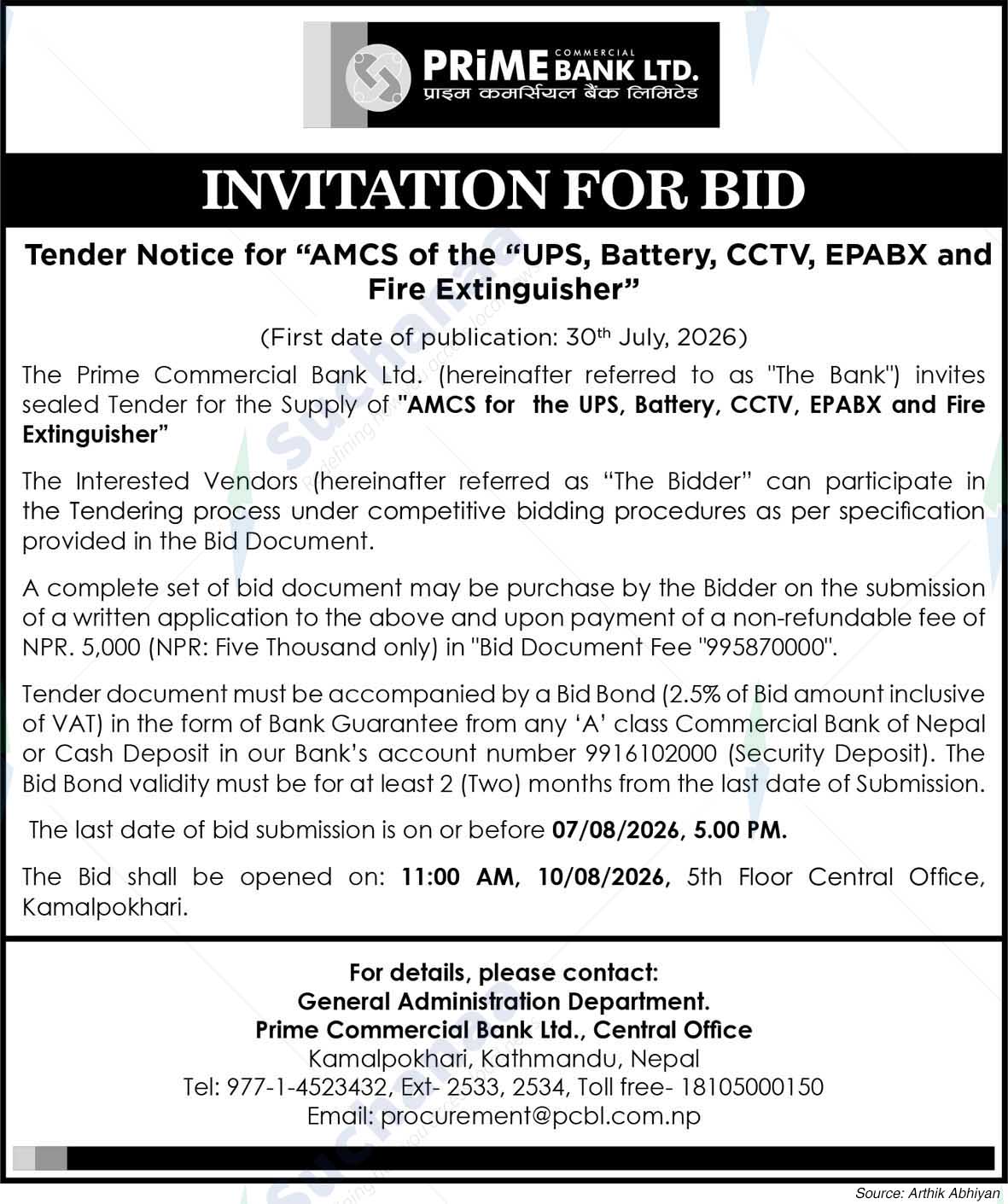 Prime Commercial Bank Limited