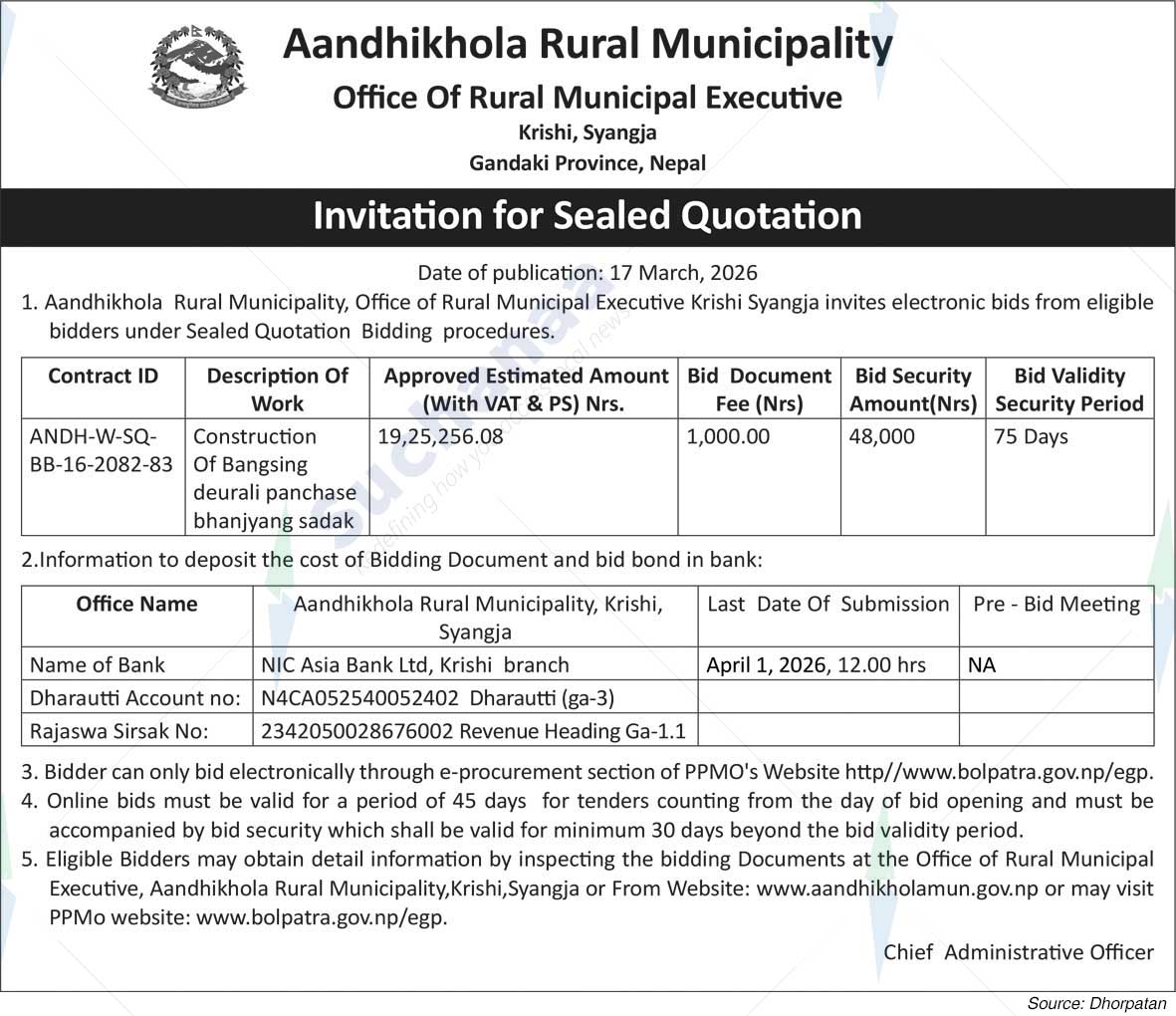 Aandhikhola Rural Municipality