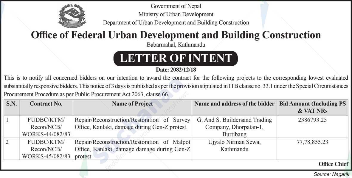 Office of Federal Urban Development and Building Construction, Kathmandu