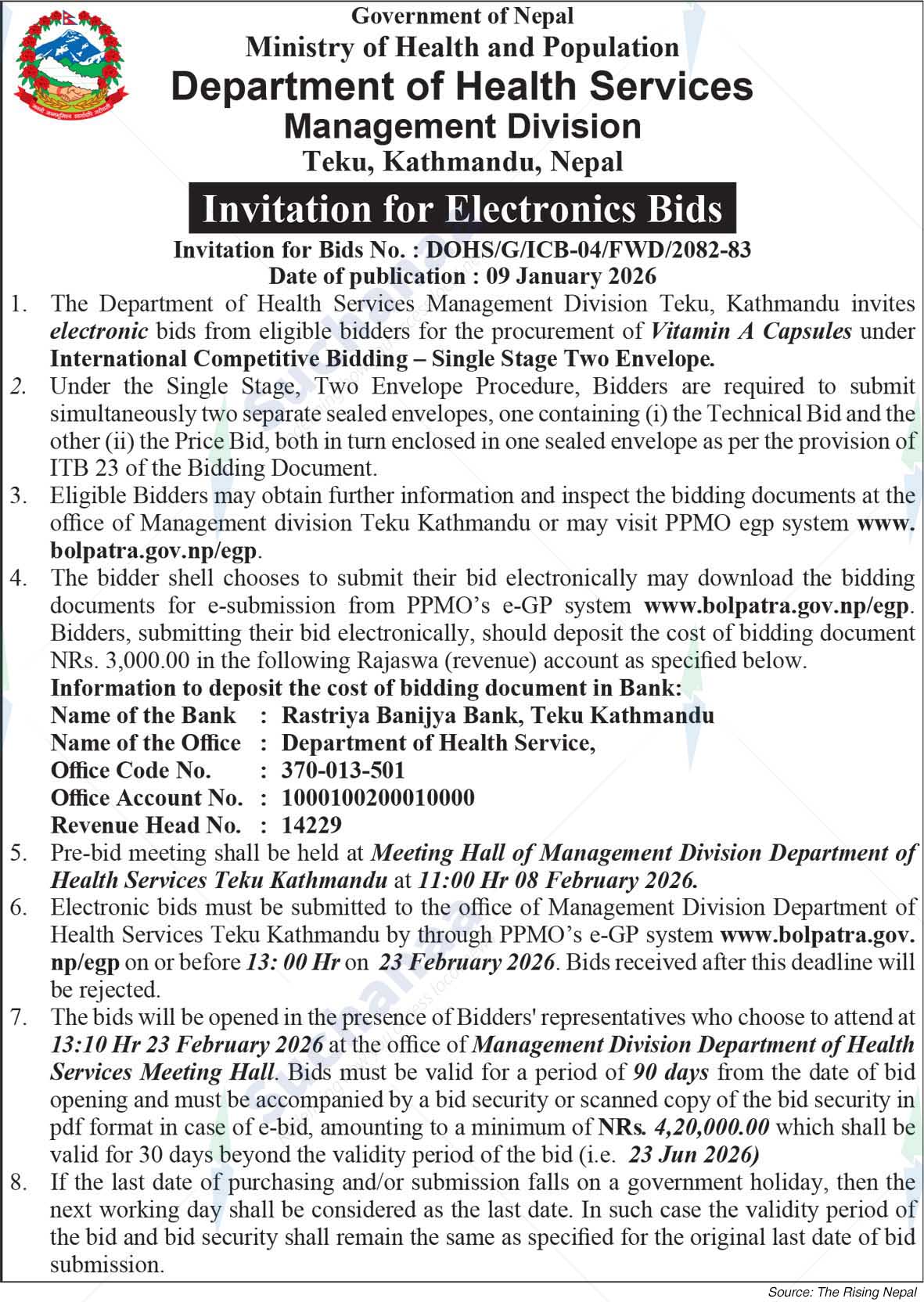 Department of Health Services, Management Division, Teku, Kathmandu