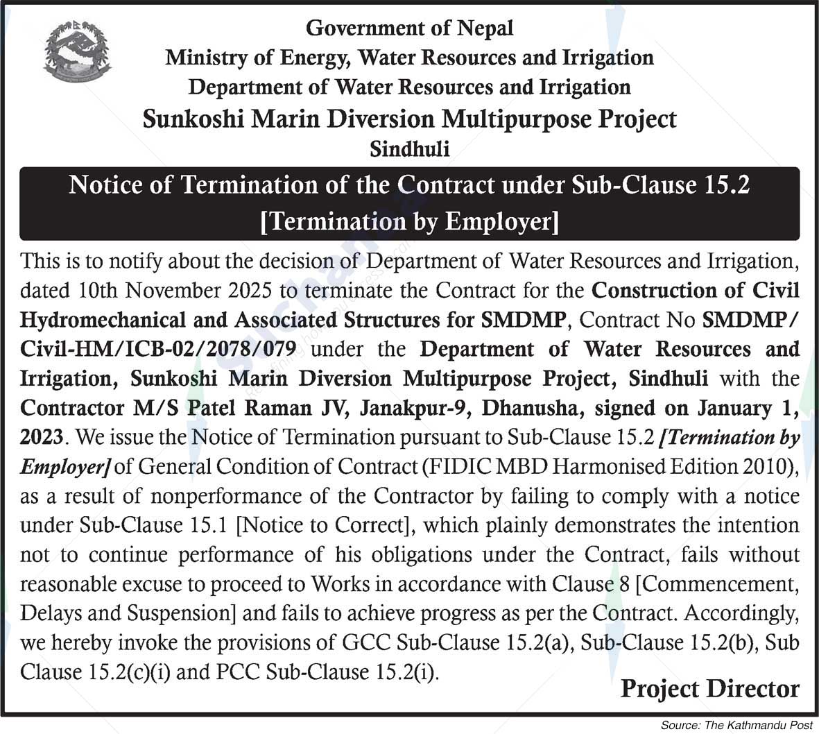 Sunkoshi Marin Diversion Multipurpose Project, Sindhuli