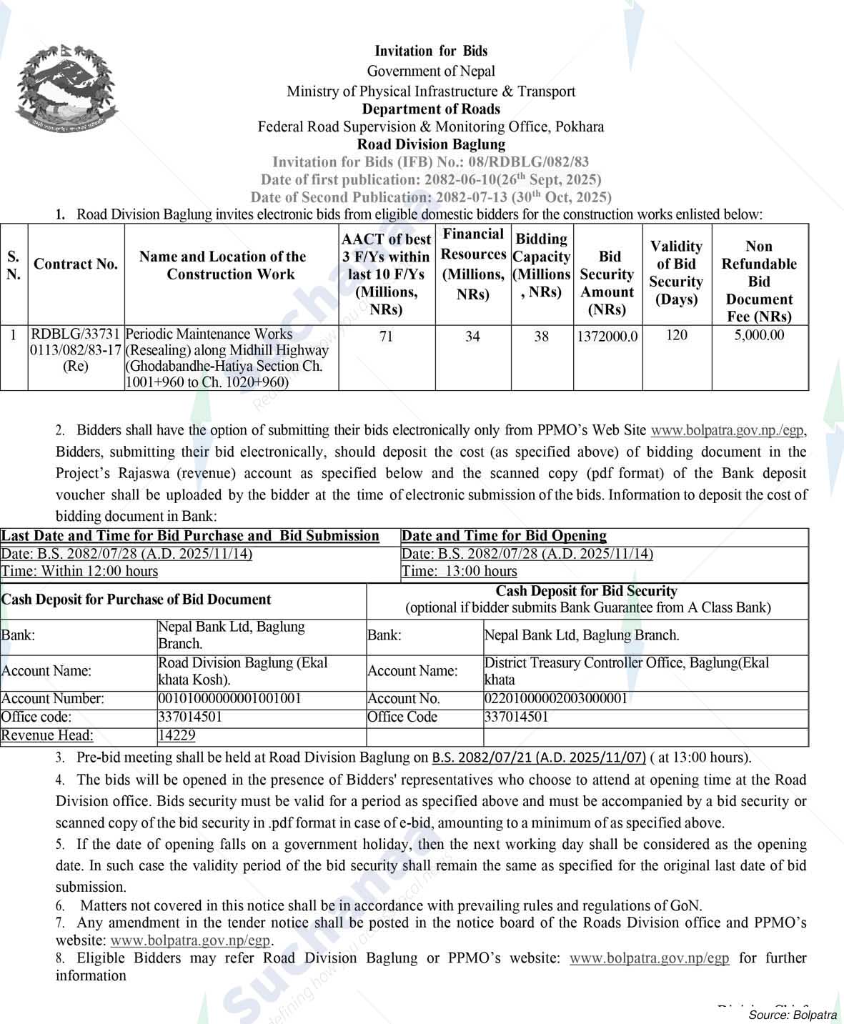 Road Division, Baglung