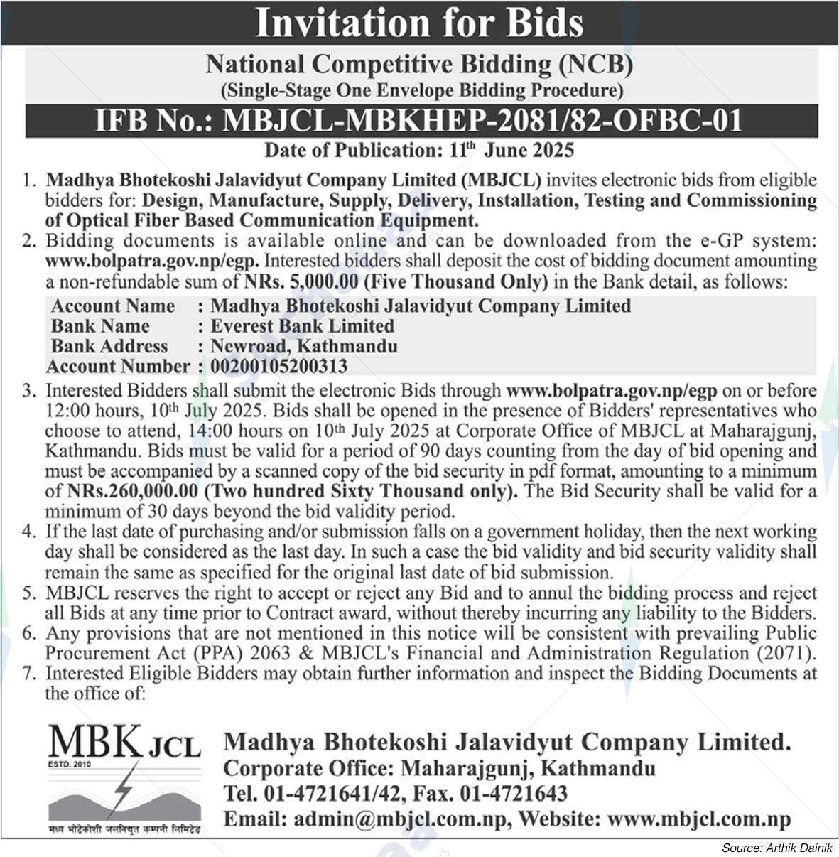 Madhya Bhotekoshi Jalavidyut Company Limited