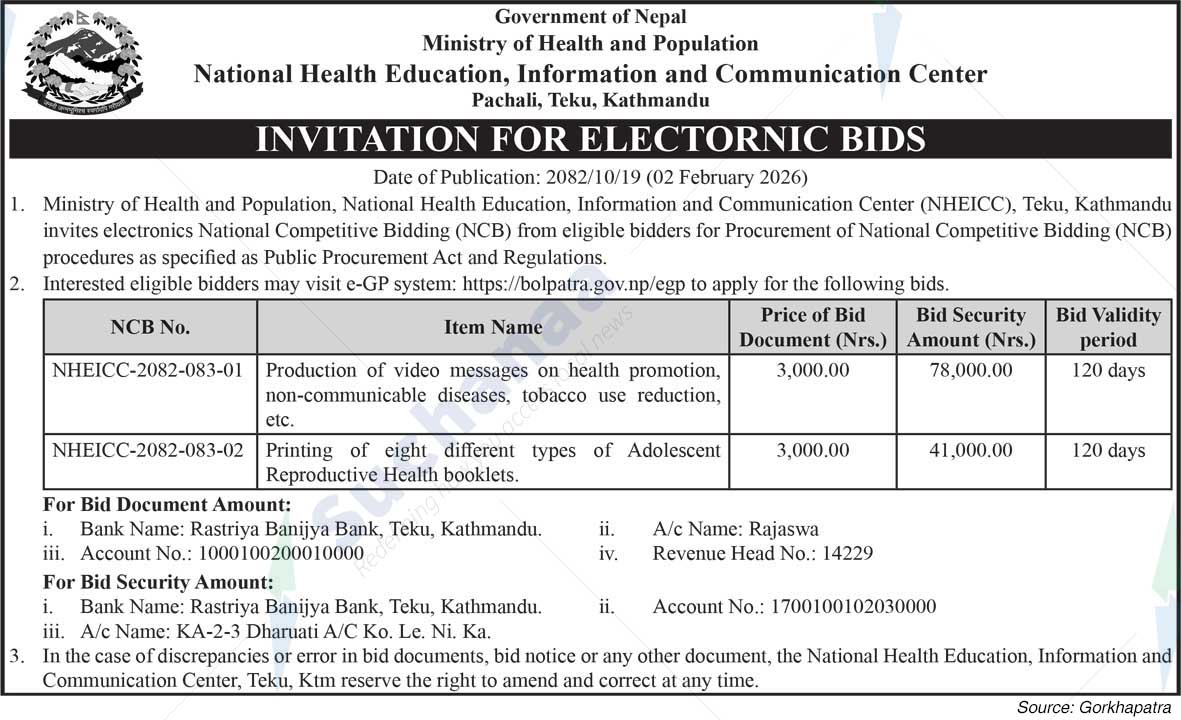 National Health Education, Information and Communication Center, Pachali, Teku