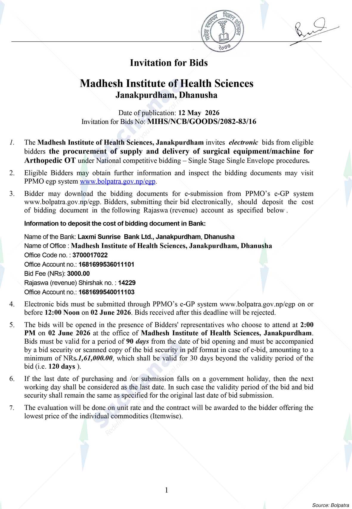 Madhesh Institute of Health Sciences (MIHS)