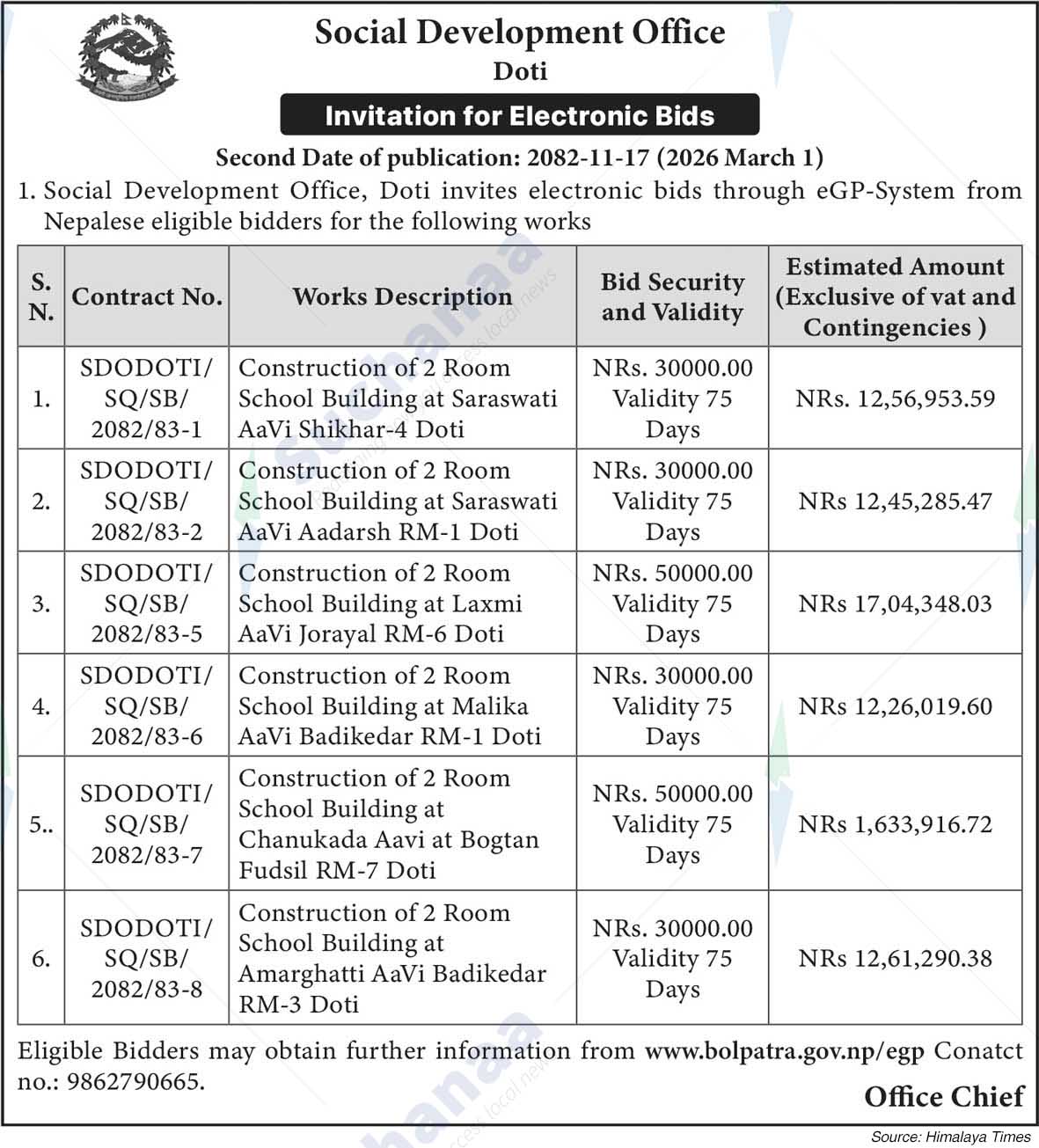 Social Development Office, Doti