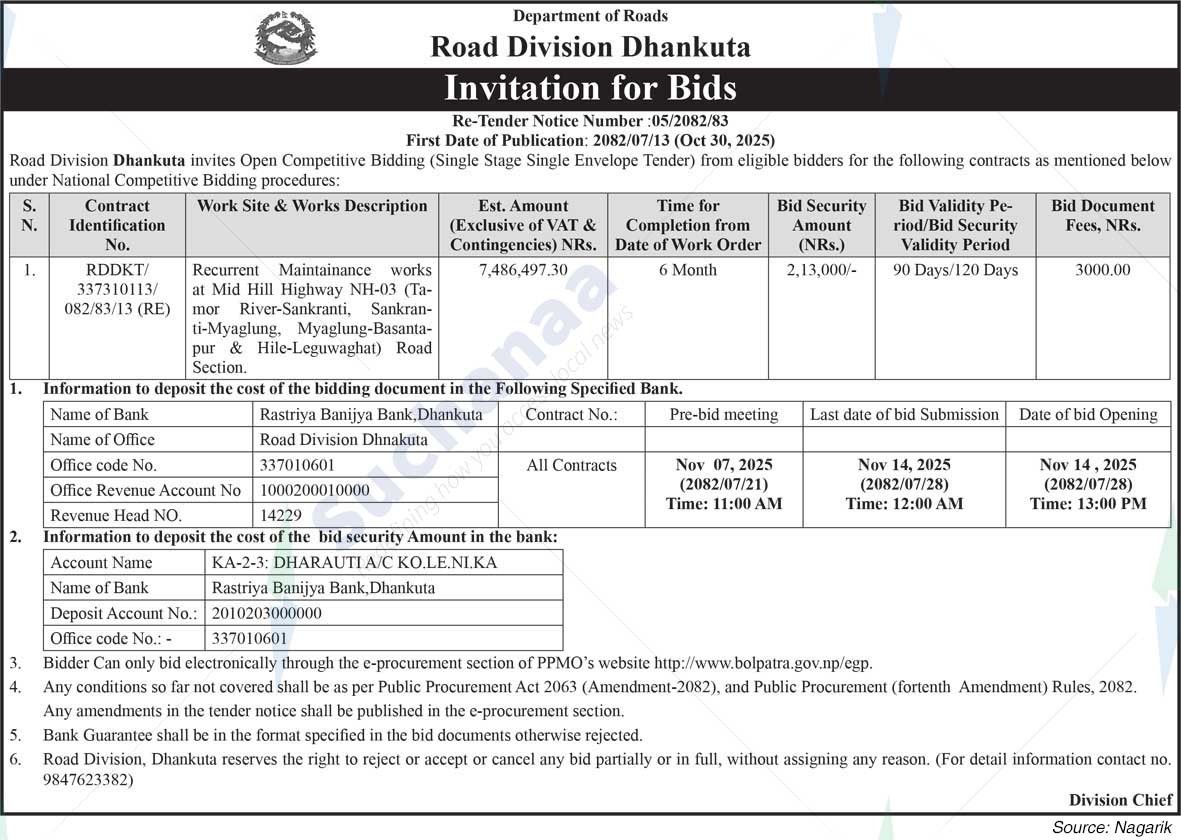 Road Division, Dhankuta