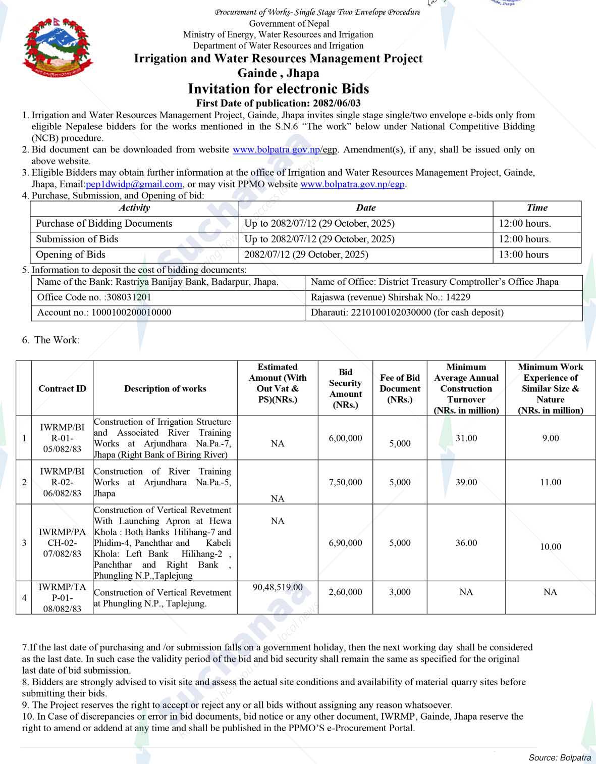 Irrigation and Water Resources Management Project Gainde, Jhapa