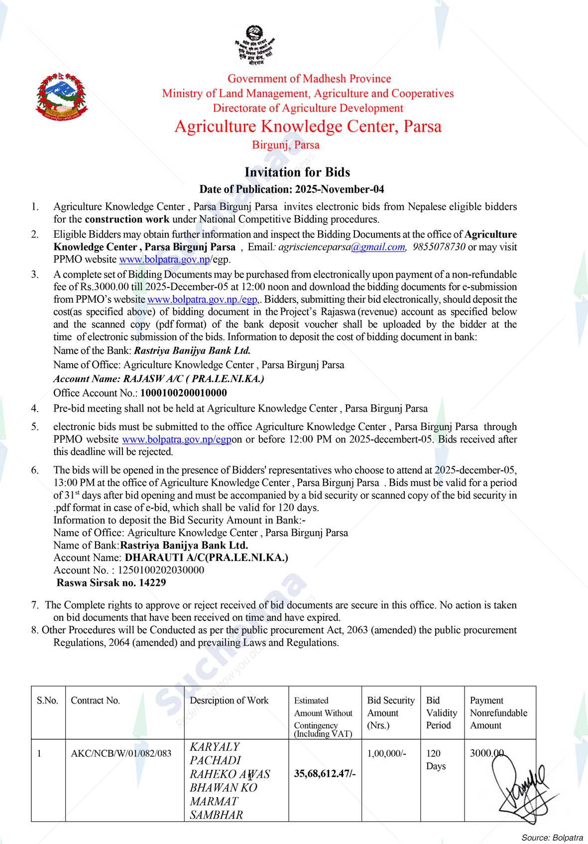 Agriculture Knowledge Center, Parsa