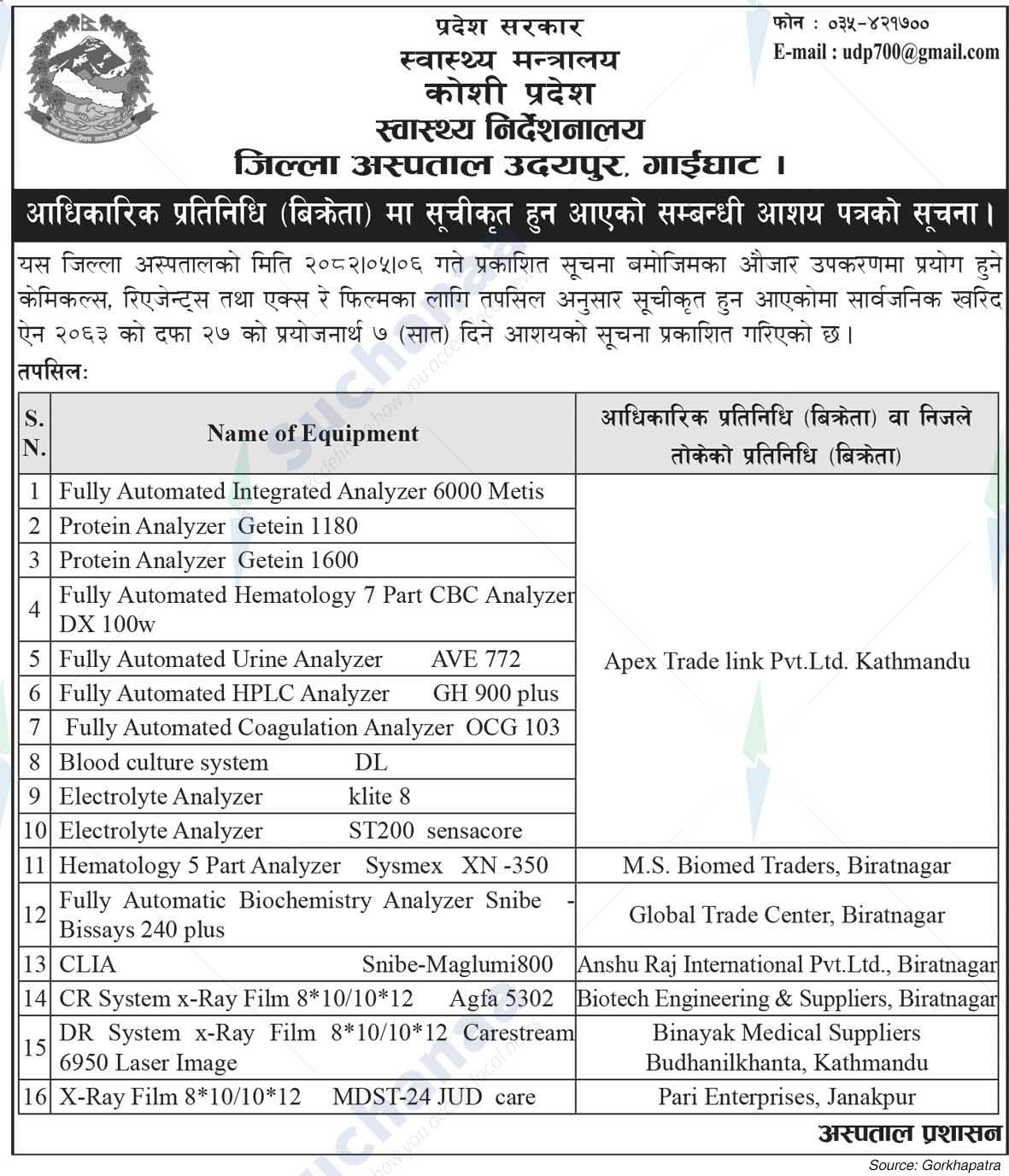 District Hospital Udayapur, Gaighat