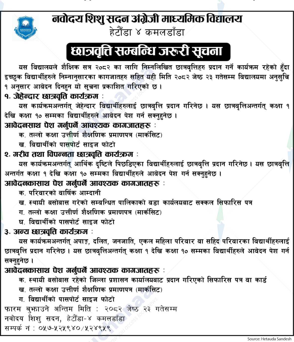 Navodaya Shishu Sadan English Medium School