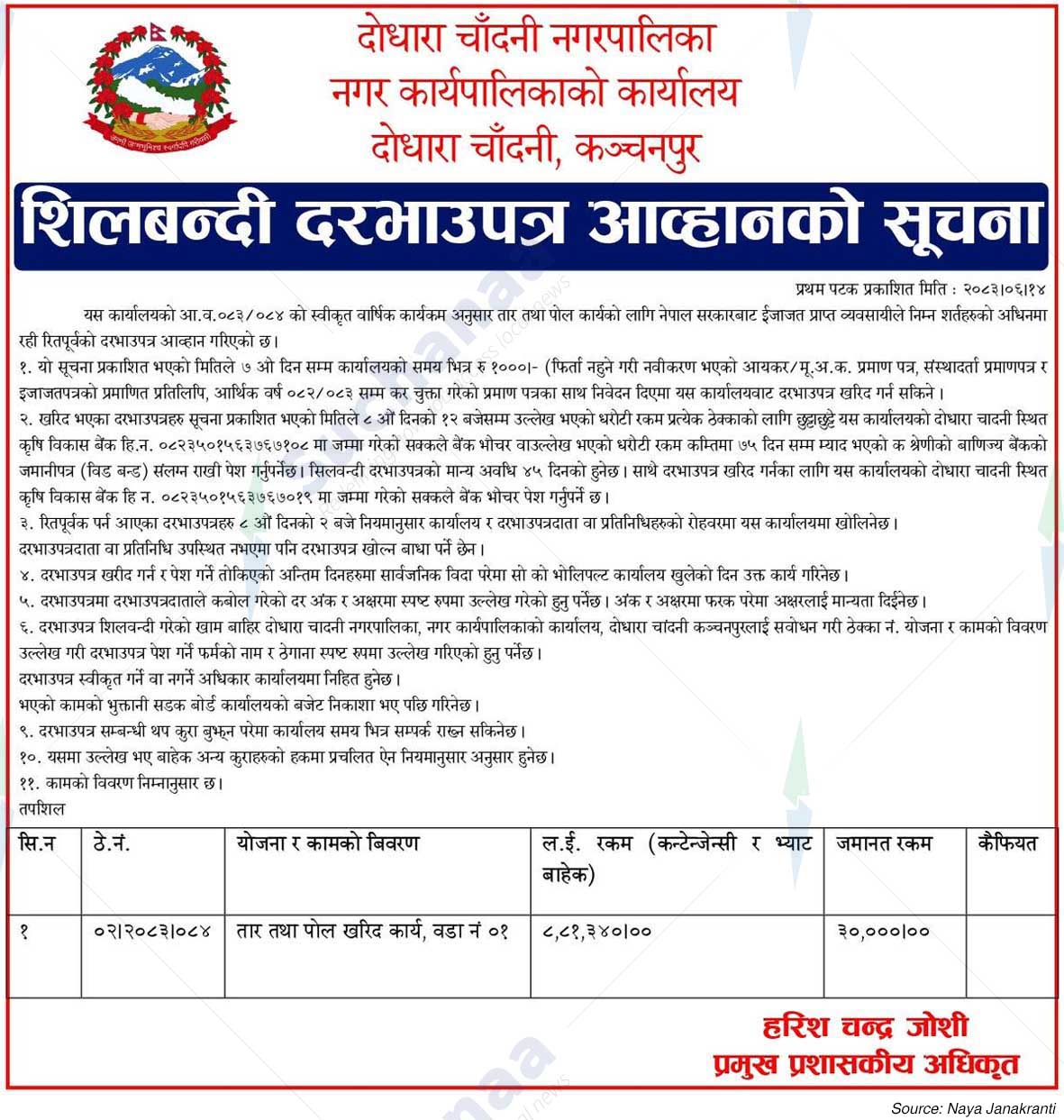 Dodhara Chandani Municipality