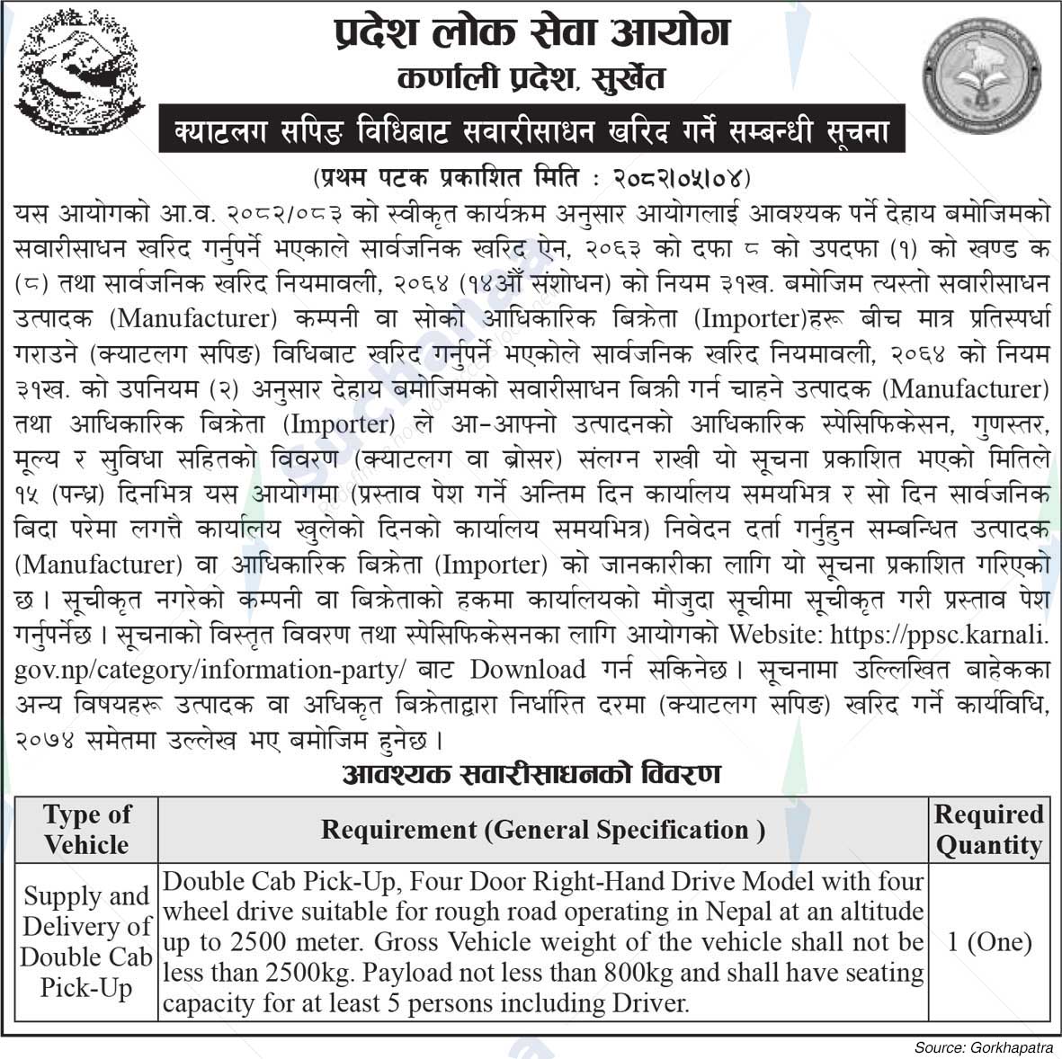 Province Public Service Commission, Karnali