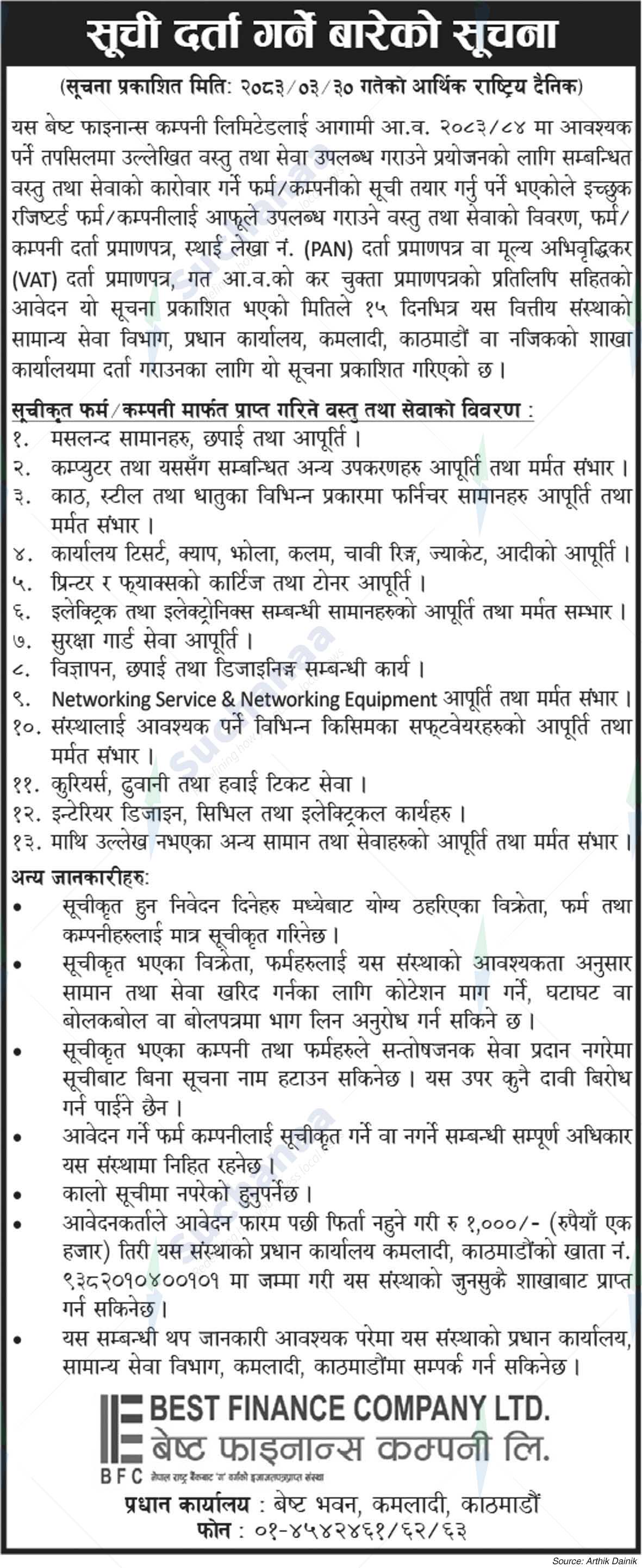 Best Finance Company Ltd.