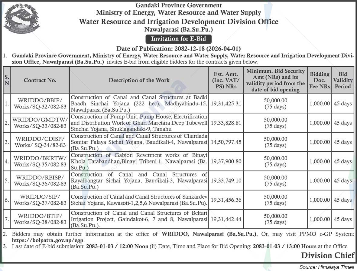 Water Resource and Irrigation Development Division Office, Nawalparasi (Ba.Su.Pu.)