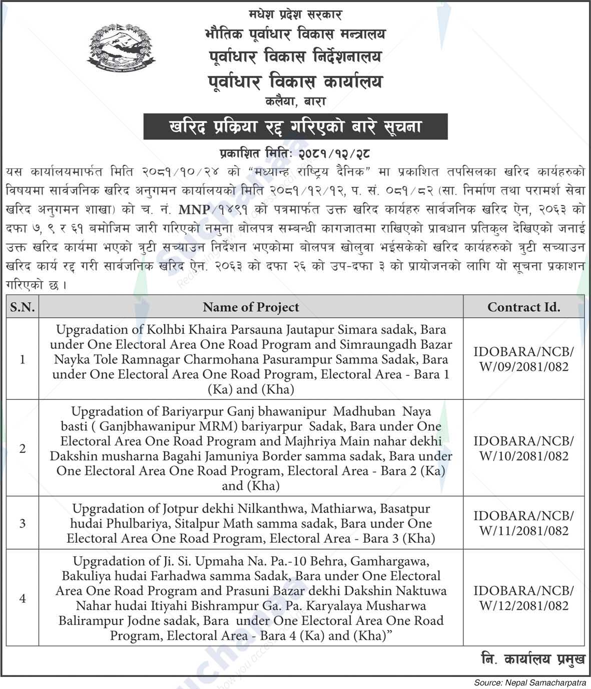 Infrastructure Development Office, Kalaiya