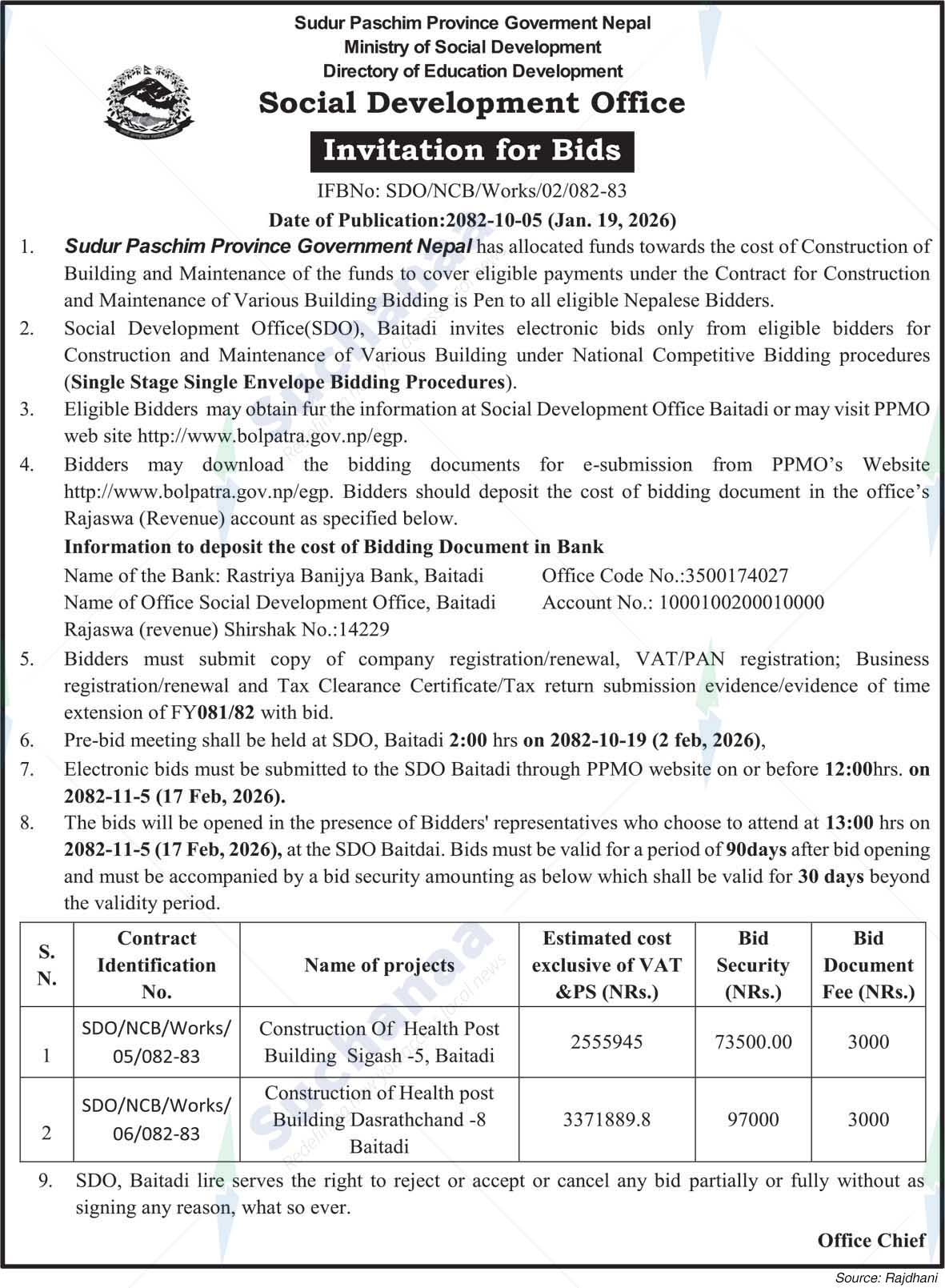 Social Development Office, Baitadi