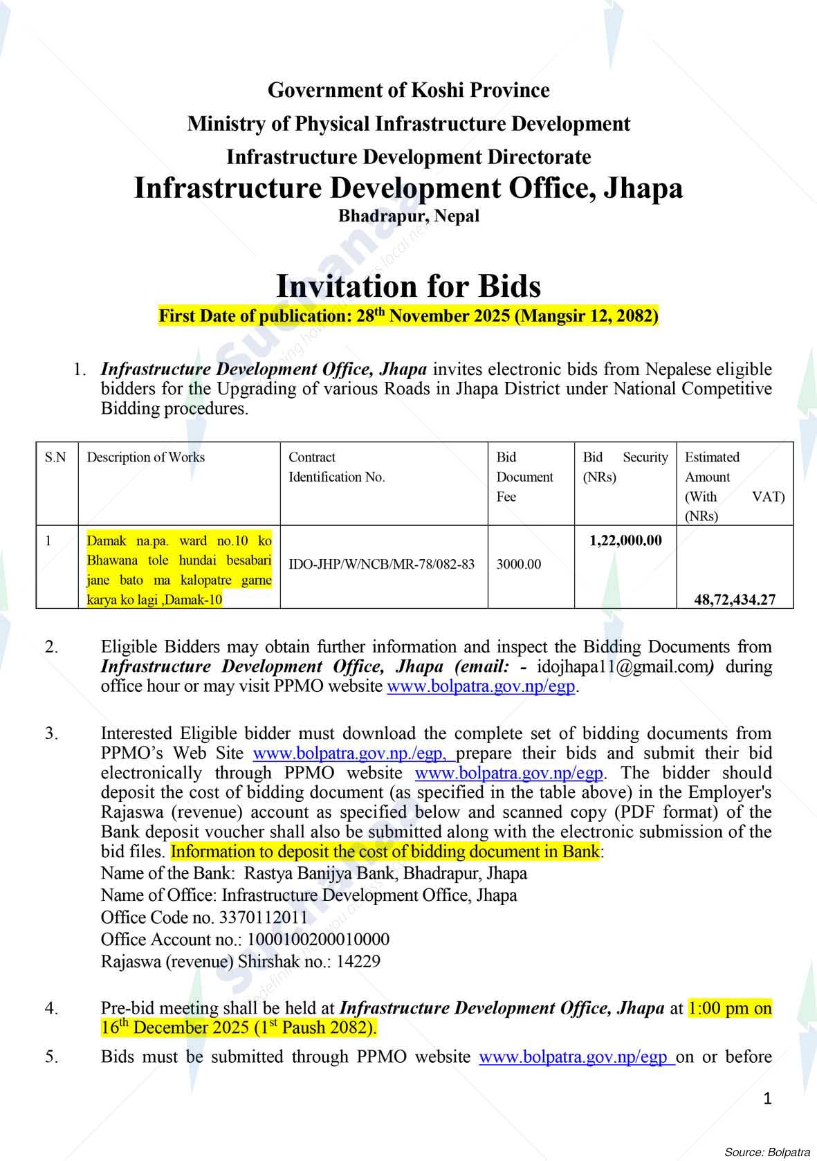 Infrastructure Development Office , Jhapa