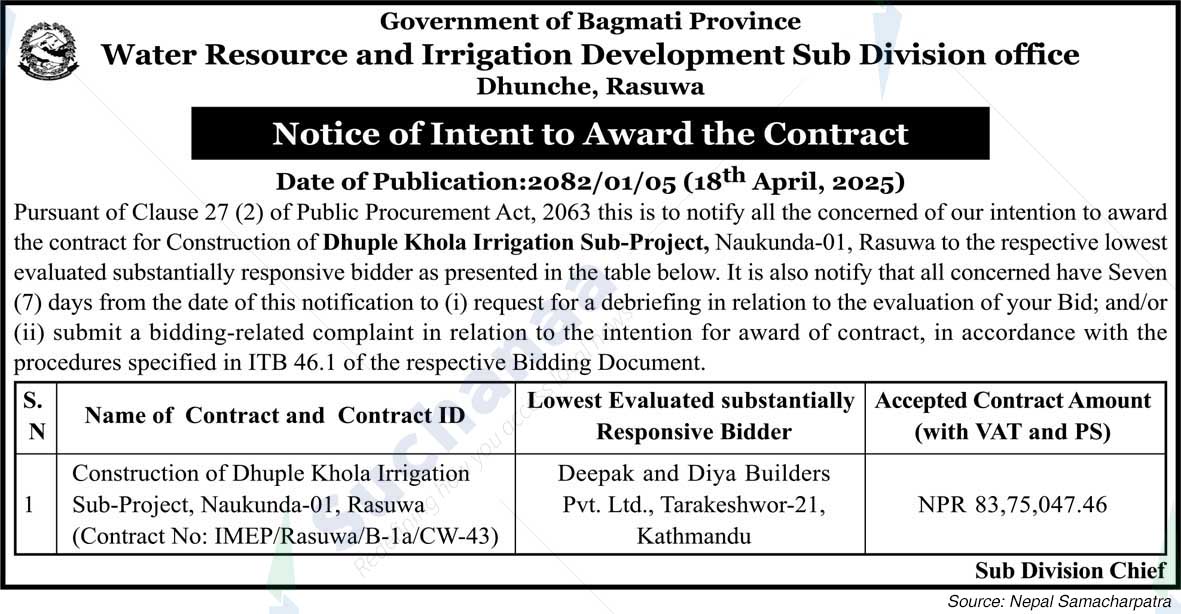 Water Resource and Irrigation Development Sub Division Office
