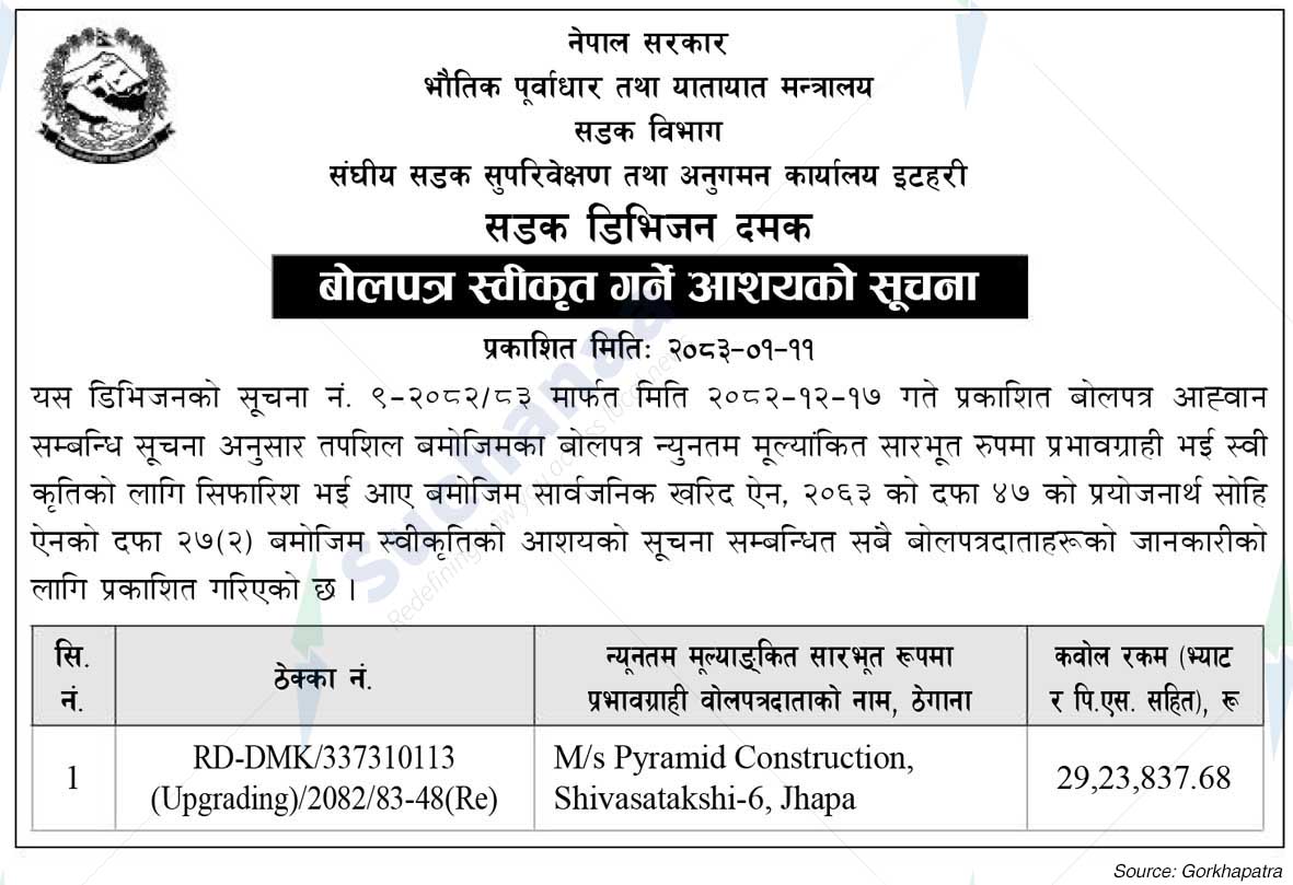 Road Division, Damak