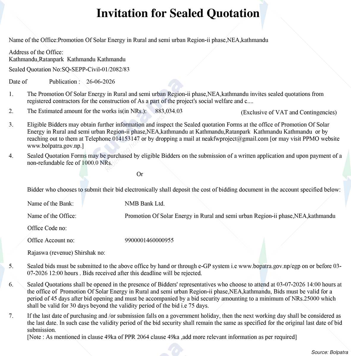 Promotion Of Solar Energy in Rural and semi urban Region-ii phase,  kathmandu