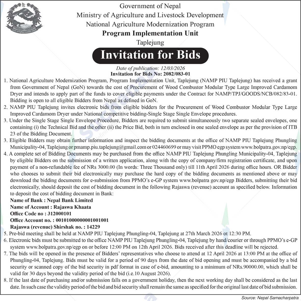 National Agriculture Modernization Program, Program Implementation Unit, Taplejung