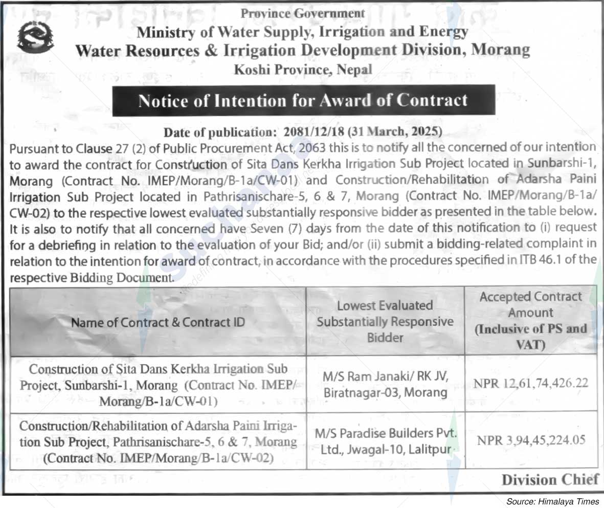 Water Resources & Irrigation Development Division