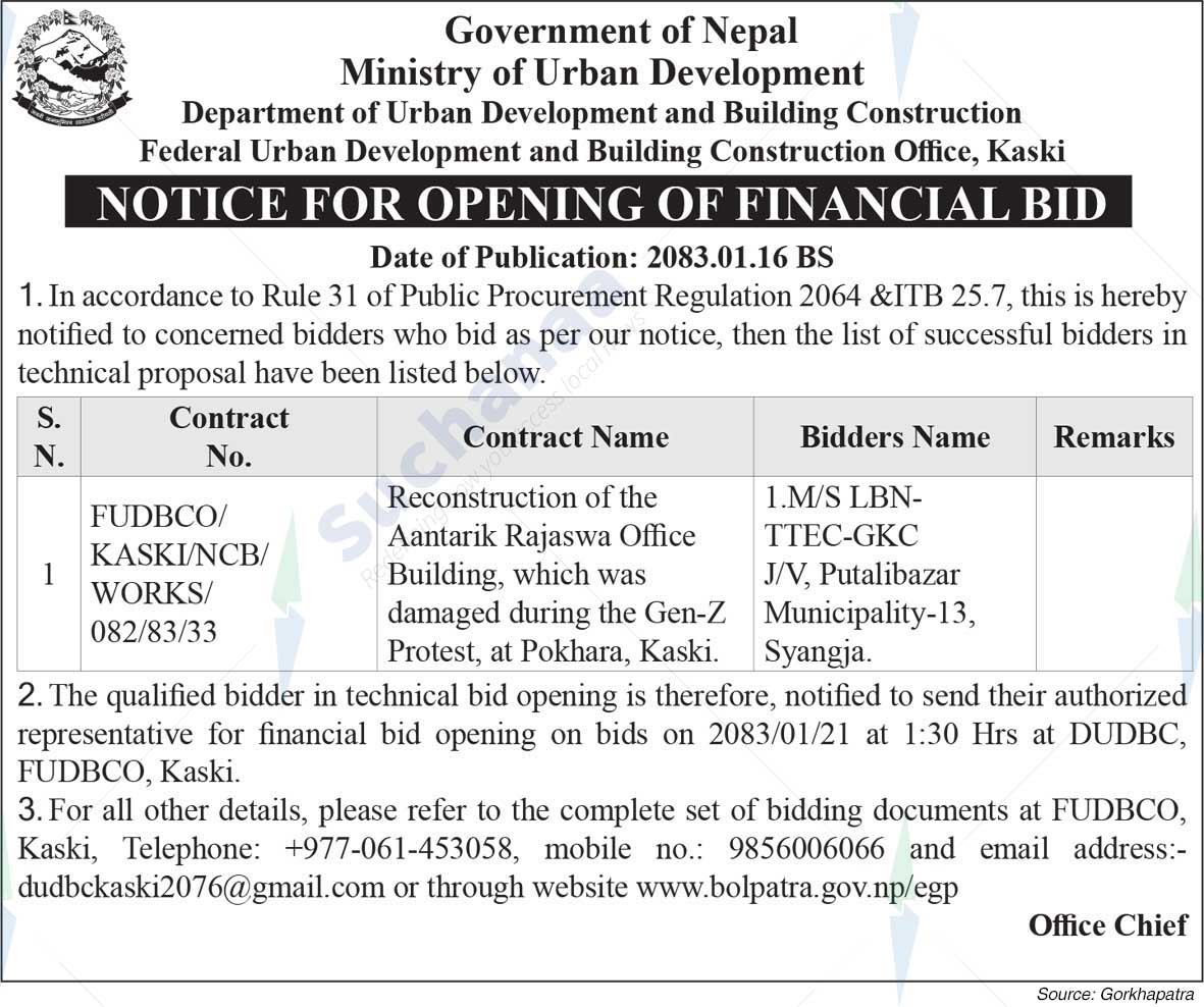 Federal Urban Development and Building Construction Office, Kaski