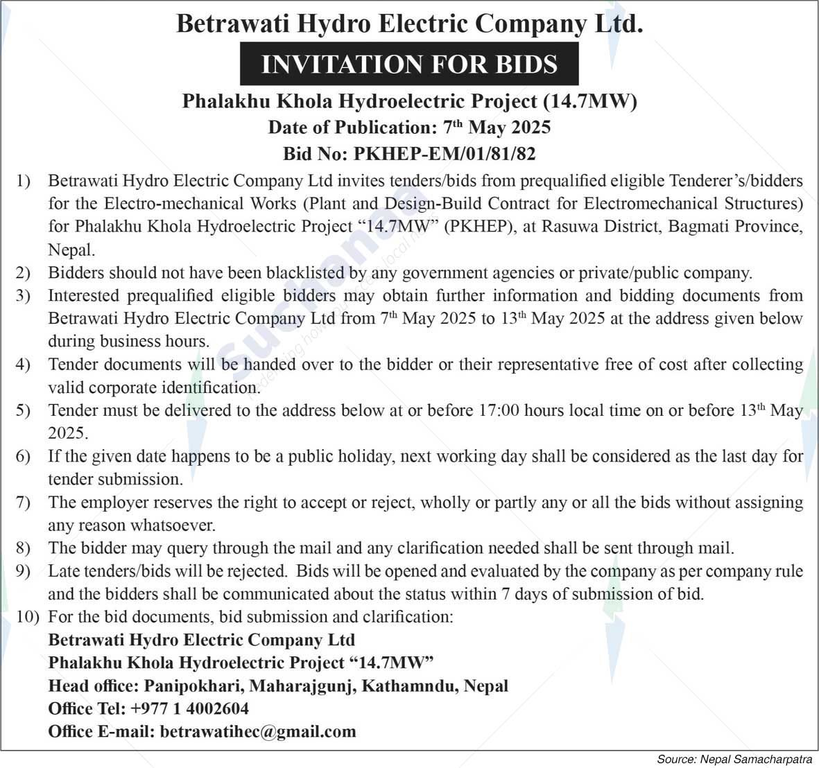 Betrawati Hydro Electric Company Ltd.